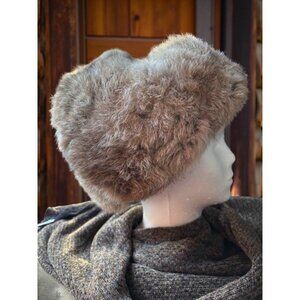 Genuine Mad Bomber Natural Ribbit Fur Aviator Hat With Quilted Lining & Embroide